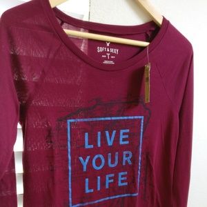 American Eagle maroon long sleeve t-shirt